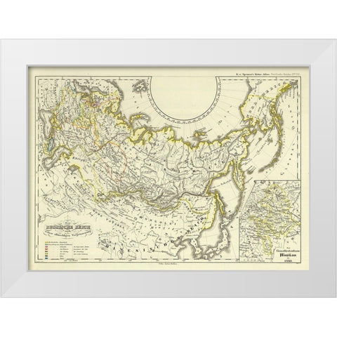 Russian Empire Asia Expansion Russia - Perthes White Modern Wood Framed Art Print by Perthes
