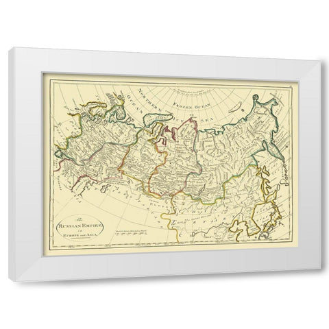 Russian Empire Asia Europe Russia - Carey 1796 White Modern Wood Framed Art Print by Carey