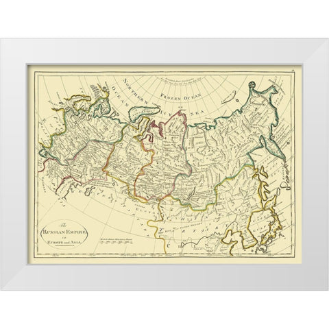 Russian Empire Asia Europe Russia - Carey 1796 White Modern Wood Framed Art Print by Carey