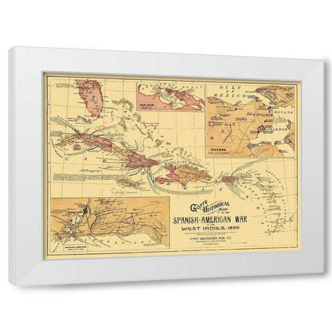 Spanish American War West Indies Caribbean White Modern Wood Framed Art Print by Goff