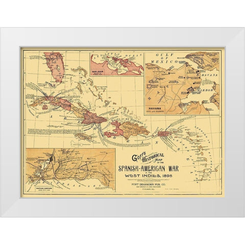 Spanish American War West Indies Caribbean White Modern Wood Framed Art Print by Goff