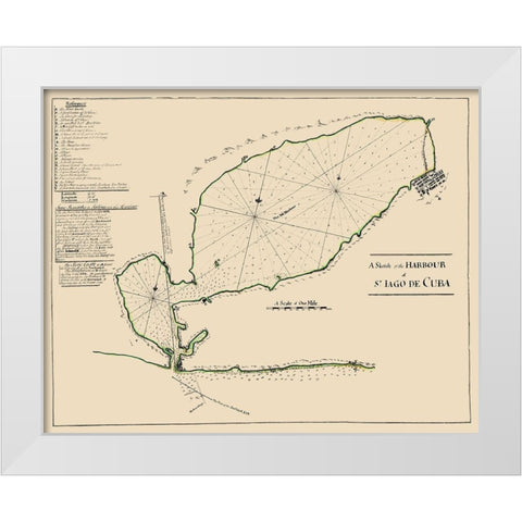 Caribbean Santiago de Cuba - 1765 White Modern Wood Framed Art Print by Unknown