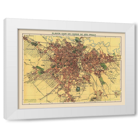 South America Sao Paulo Brazil - Hartmann 1913 White Modern Wood Framed Art Print by Hartmann