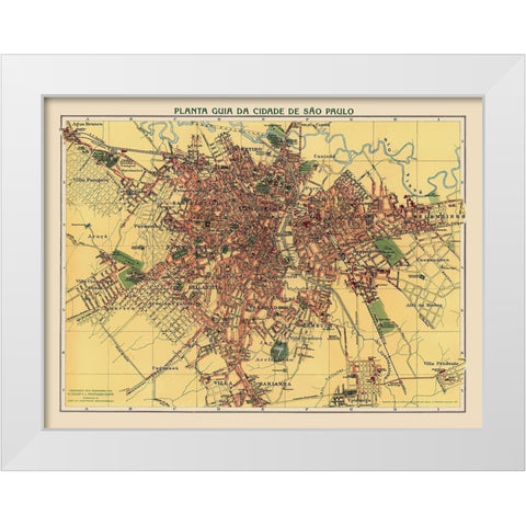 South America Sao Paulo Brazil - Hartmann 1913 White Modern Wood Framed Art Print by Hartmann