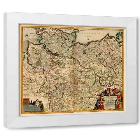 Saxony Germany - De Wit 1688 White Modern Wood Framed Art Print by De Wit