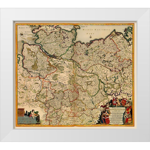 Saxony Germany - De Wit 1688 White Modern Wood Framed Art Print by De Wit