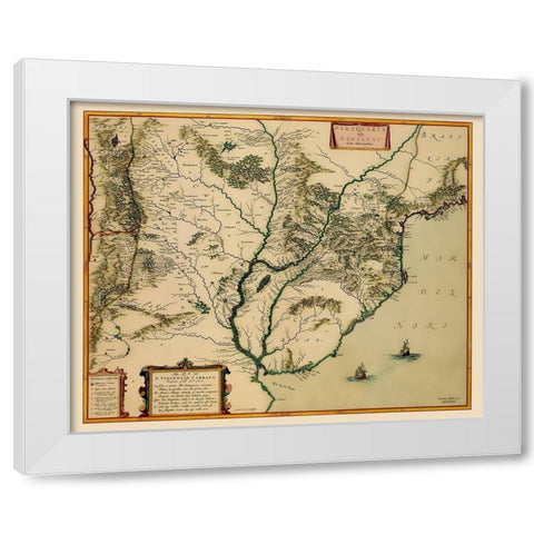 Southern Coast South America - Blaeu 1662 White Modern Wood Framed Art Print by Blaeu
