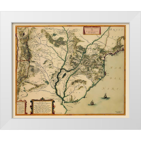 Southern Coast South America - Blaeu 1662 White Modern Wood Framed Art Print by Blaeu
