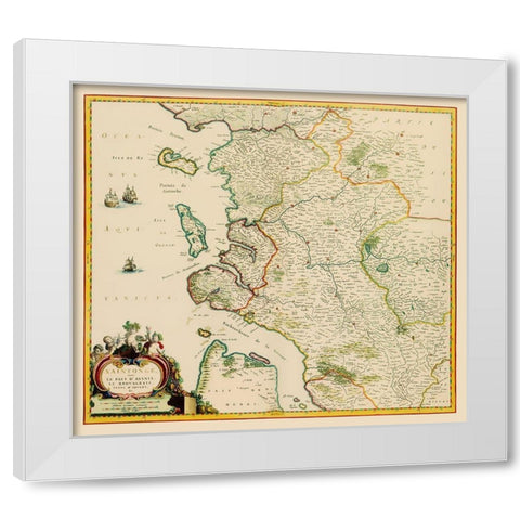 Saintonge Province France - Blaeu 1662 White Modern Wood Framed Art Print by Blaeu