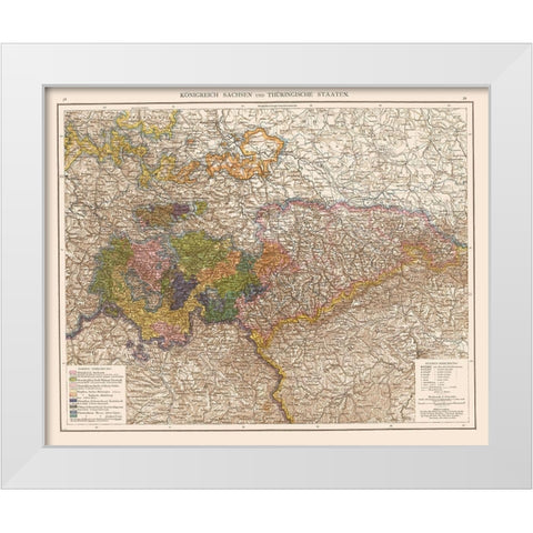 Kingdom Saxony Thuringia Region Germany White Modern Wood Framed Art Print by Velhagen