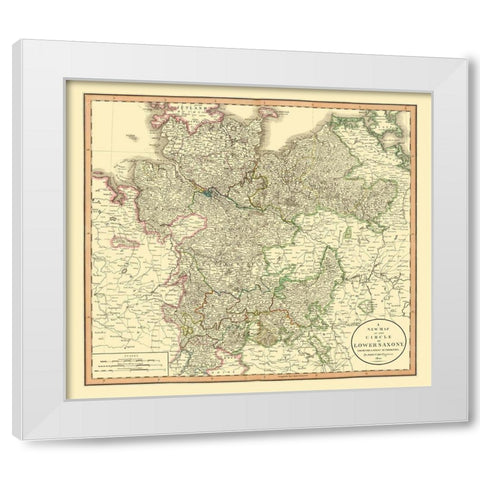 Lower Saxony Germany - Cary 1835 White Modern Wood Framed Art Print by Cary