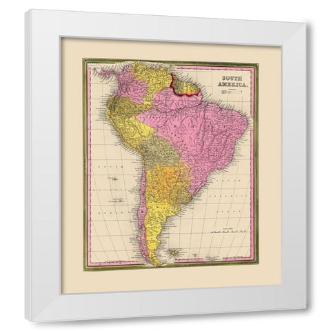 South America - Mitchell 1846 White Modern Wood Framed Art Print by Mitchell