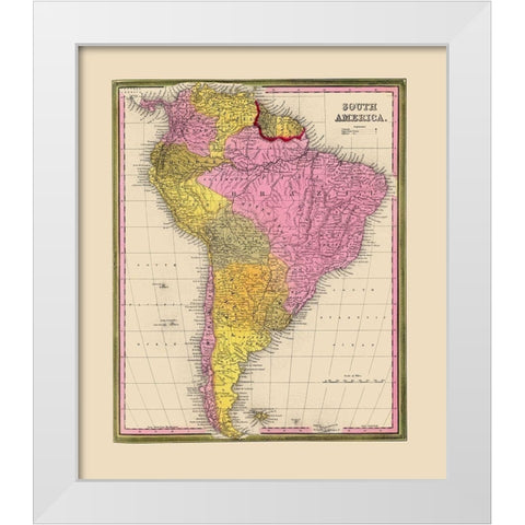 South America - Mitchell 1846 White Modern Wood Framed Art Print by Mitchell
