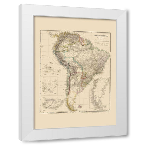 South America - Arrowsmith 1844 White Modern Wood Framed Art Print by Arrowsmith