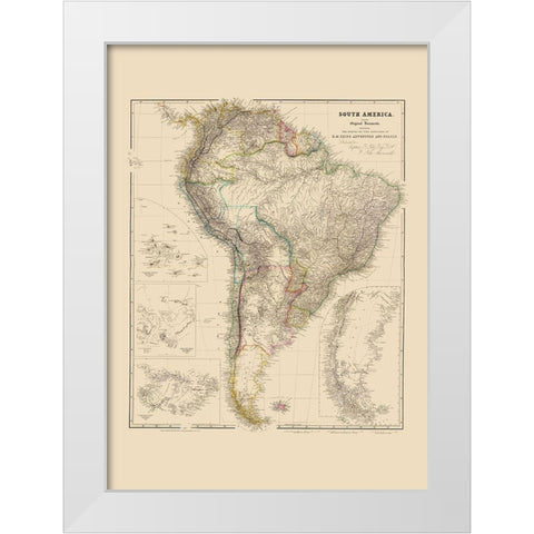 South America - Arrowsmith 1844 White Modern Wood Framed Art Print by Arrowsmith