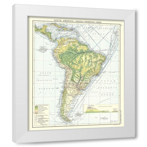 South America Commercial Chart - Newnes 1907 White Modern Wood Framed Art Print by Newnes