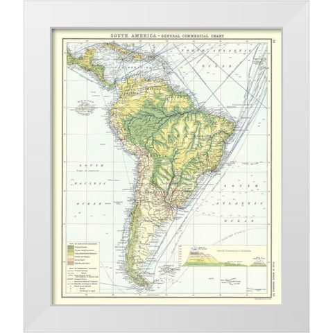 South America Commercial Chart - Newnes 1907 White Modern Wood Framed Art Print by Newnes