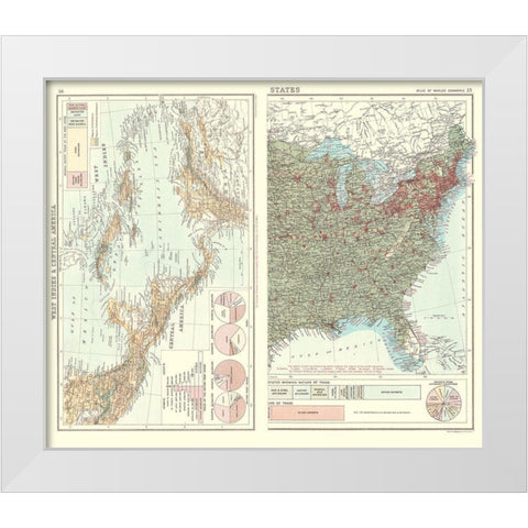 Trade Charts West Indies Central America White Modern Wood Framed Art Print by Bartholomew