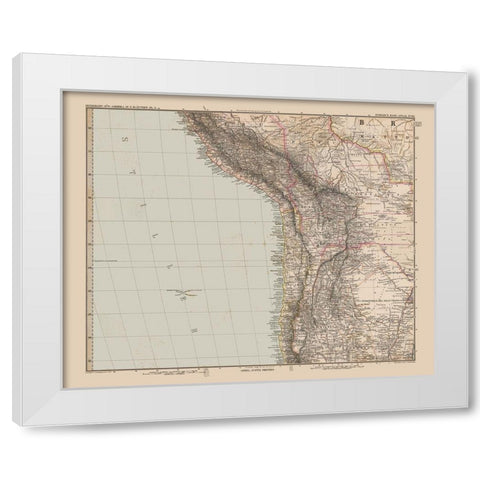 Andes Region South America - Stieler 1885 White Modern Wood Framed Art Print by Stieler