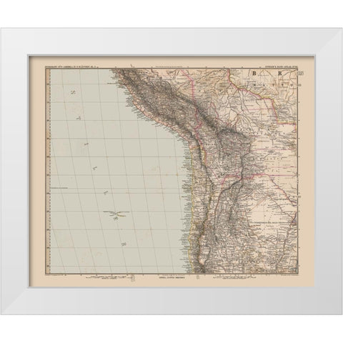 Andes Region South America - Stieler 1885 White Modern Wood Framed Art Print by Stieler