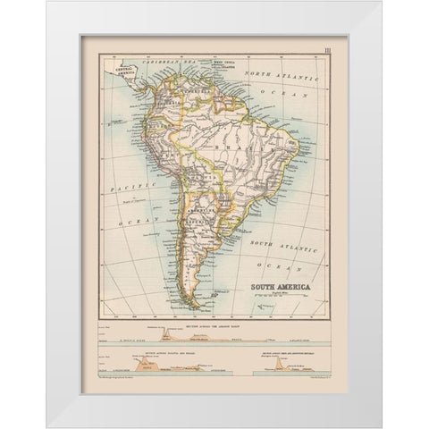 Elevation South America - Bartholomew 1892 White Modern Wood Framed Art Print by Bartholomew