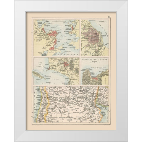 Bays South America - Bartholomew 1892 White Modern Wood Framed Art Print by Bartholomew
