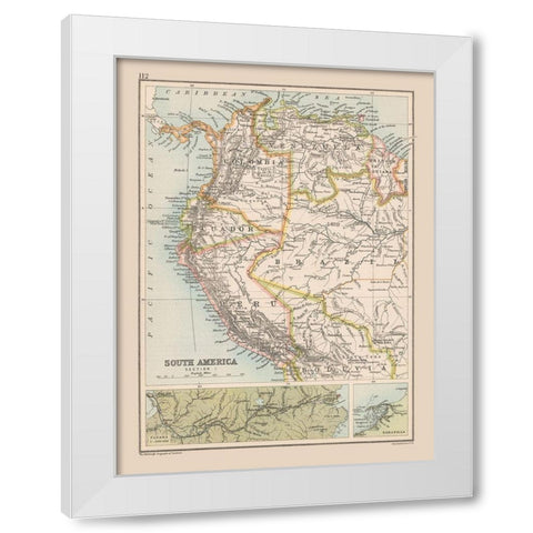 Southwest Central America - Bartholomew 1892 White Modern Wood Framed Art Print by Bartholomew
