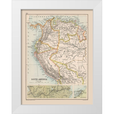 Southwest Central America - Bartholomew 1892 White Modern Wood Framed Art Print by Bartholomew