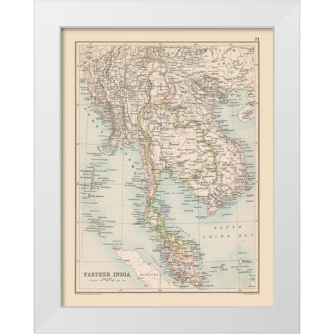 South Asia India - Bartholomew 1892 White Modern Wood Framed Art Print by Bartholomew