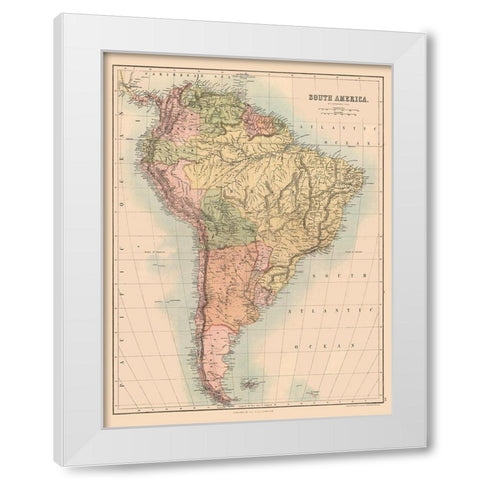 South America - Black 1867 White Modern Wood Framed Art Print by Black
