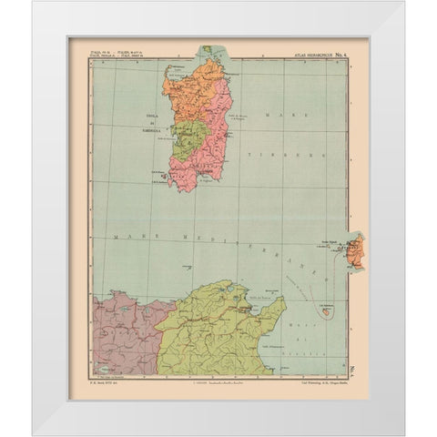 Europe Sardinia Island Italy - Streit 1913 White Modern Wood Framed Art Print by Streit