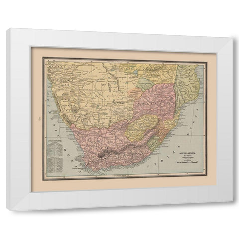 South Africa - Cram 1888 White Modern Wood Framed Art Print by Cram