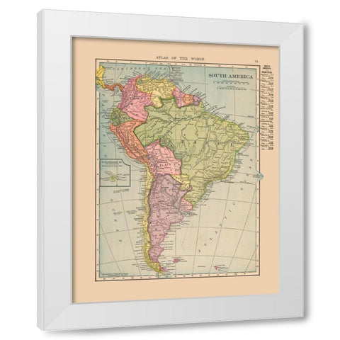South America - Hammond 1910 White Modern Wood Framed Art Print by Hammond