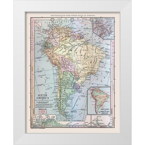 South America - Monteith 1882 White Modern Wood Framed Art Print by Monteith