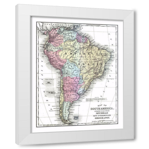 South America - Mitchell 1877 White Modern Wood Framed Art Print by Mitchell