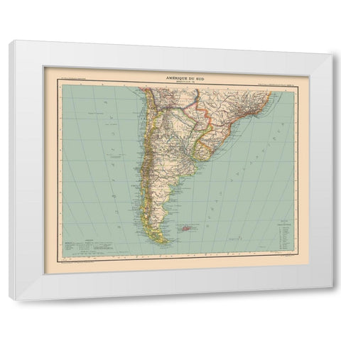 Southern South America - Schrader 1908 White Modern Wood Framed Art Print by Schrader