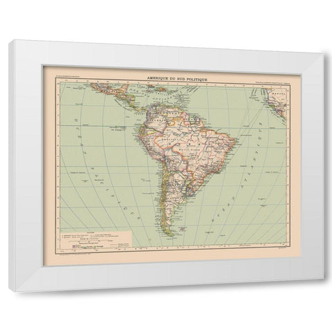 South America Political - Schrader 1908 White Modern Wood Framed Art Print by Schrader