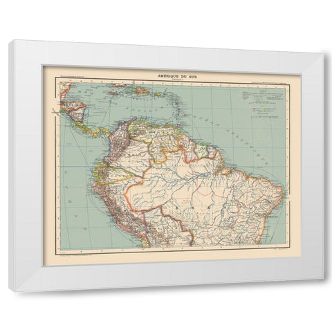 North South America - Schrader 1908 White Modern Wood Framed Art Print by Schrader