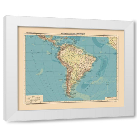 South America Physical - Schrader 1908 White Modern Wood Framed Art Print by Schrader