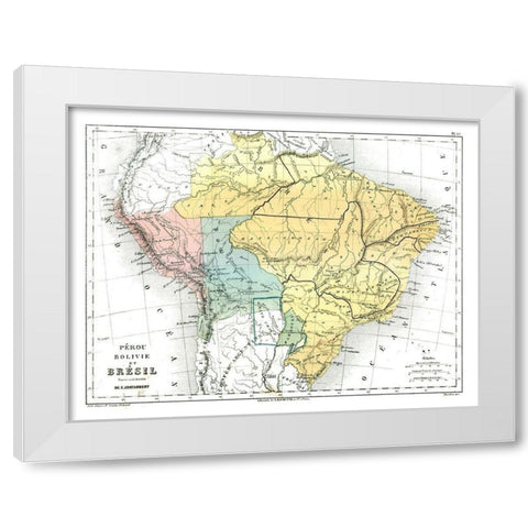 South America Brazil Peru Bolivia - Cortambert White Modern Wood Framed Art Print by Cortambert