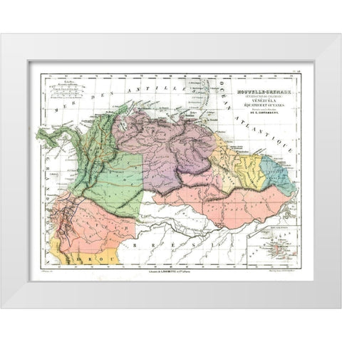 North South America - Cortambert 1880 White Modern Wood Framed Art Print by Cortambert
