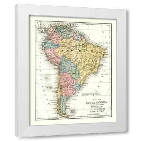 South America - Mitchell 1869 White Modern Wood Framed Art Print by Mitchell
