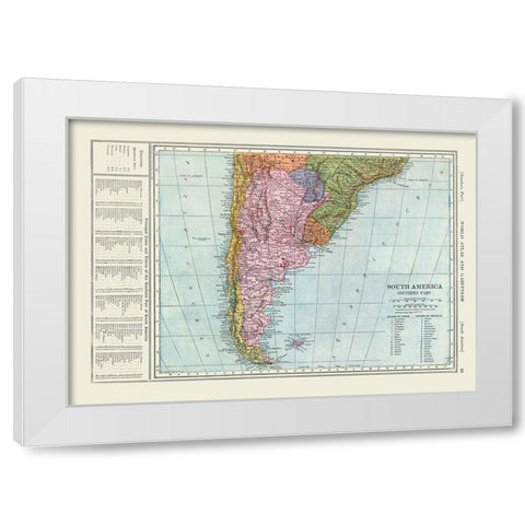 Southern South America - Reynold 1921 White Modern Wood Framed Art Print by Reynold