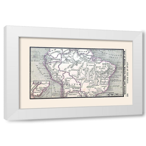 South America Brazil Bolivia Peru Ecuador White Modern Wood Framed Art Print by Alden
