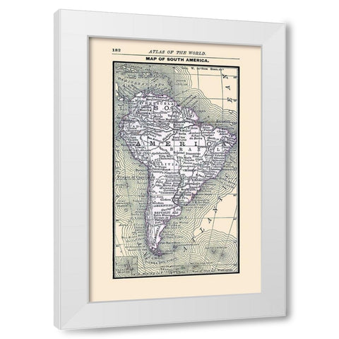 South America - Alden 1886 White Modern Wood Framed Art Print by Alden