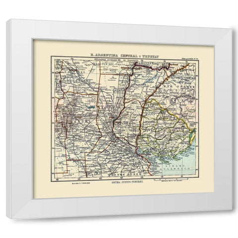 South America Argentina Uruguay - Perthes 1921 White Modern Wood Framed Art Print by Perthes