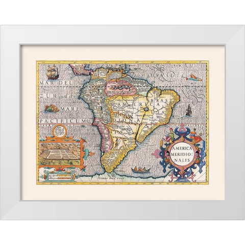 South America White Modern Wood Framed Art Print by Unknown