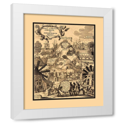 South America Natural Riches - 1703 White Modern Wood Framed Art Print by Unknown