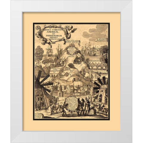 South America Natural Riches - 1703 White Modern Wood Framed Art Print by Unknown