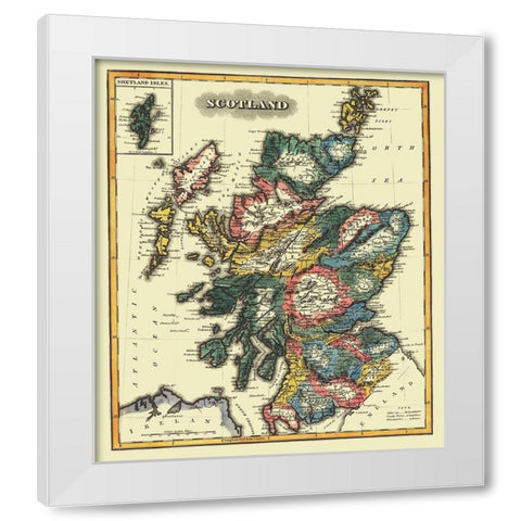 Great Britain Scotland - Lucas 1823 White Modern Wood Framed Art Print by Lucas